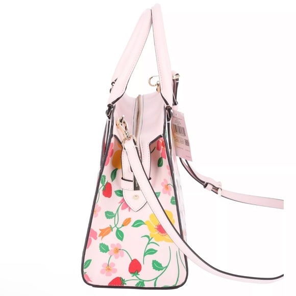 Kate Spade Madison Medium Top Zip Satchel Pink Multi Strawberry Garden Floral - Picture 3 of 4